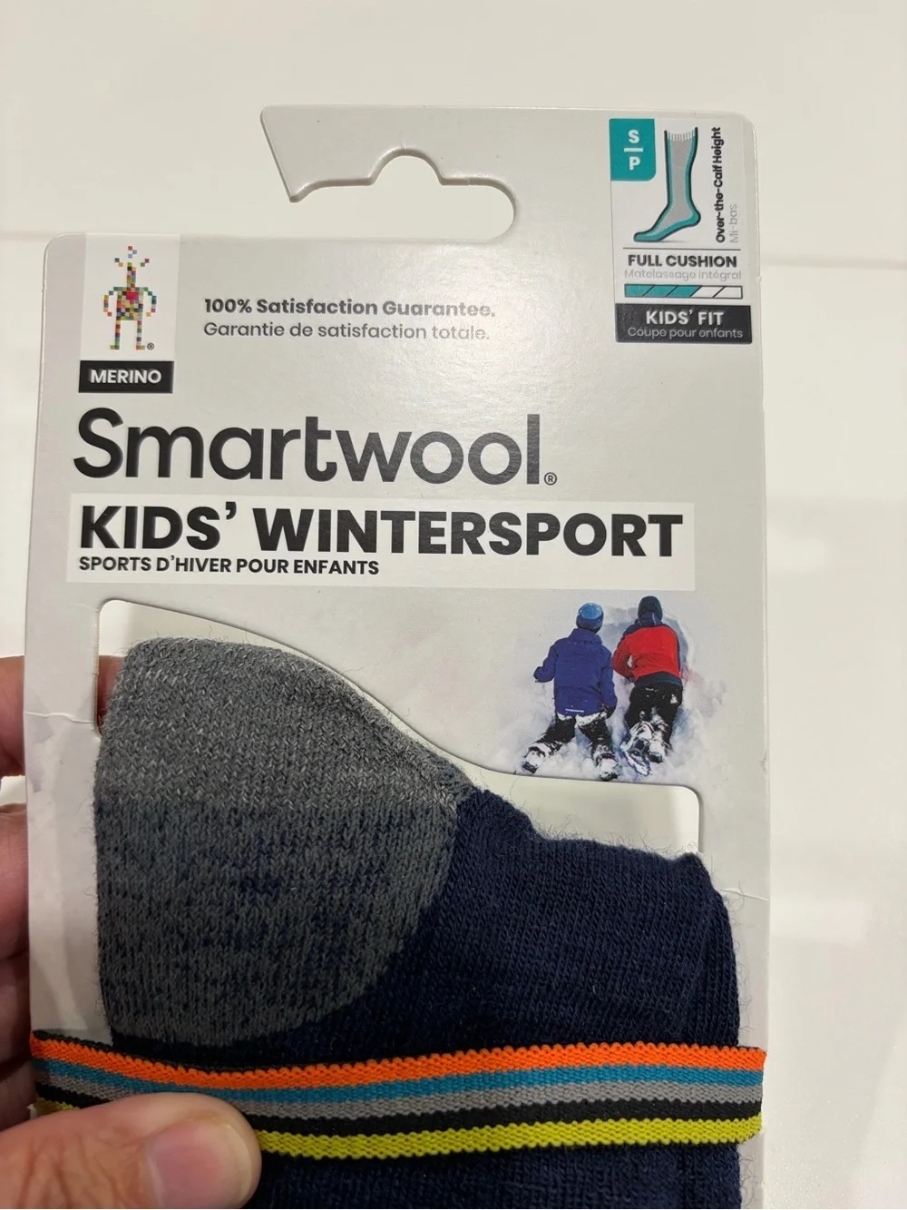 SmartWool Kids Small Wintersport Stripe Full Cushion Ski Socks Navy Blue Red NWT